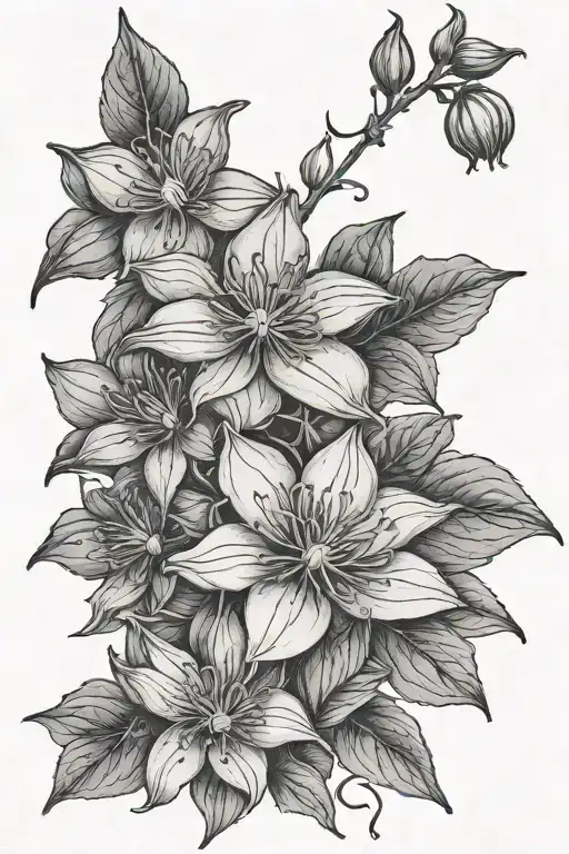 clematis flowers growing tattoo design idea