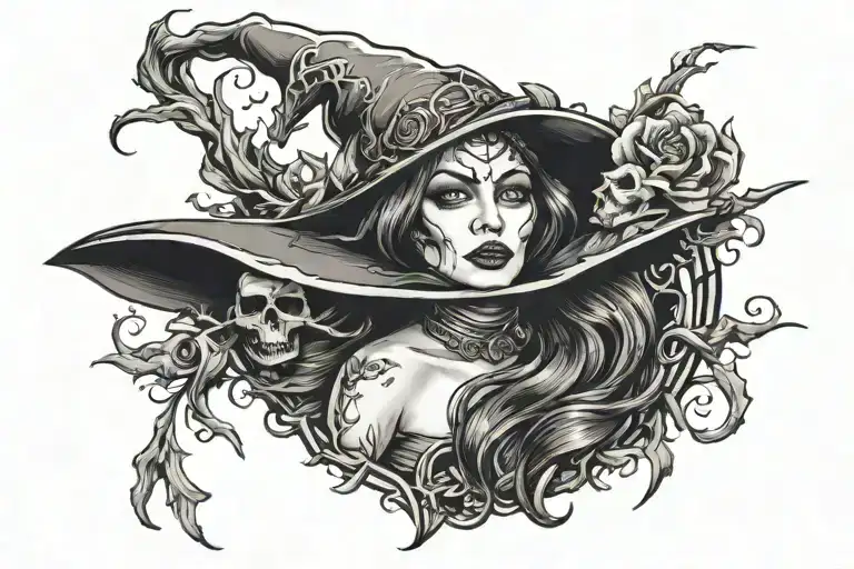 Witch tattoo design idea