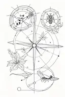 compass, arrow, ladybug tattoo design idea
