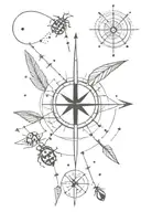compass, arrow, ladybug tattoo design idea