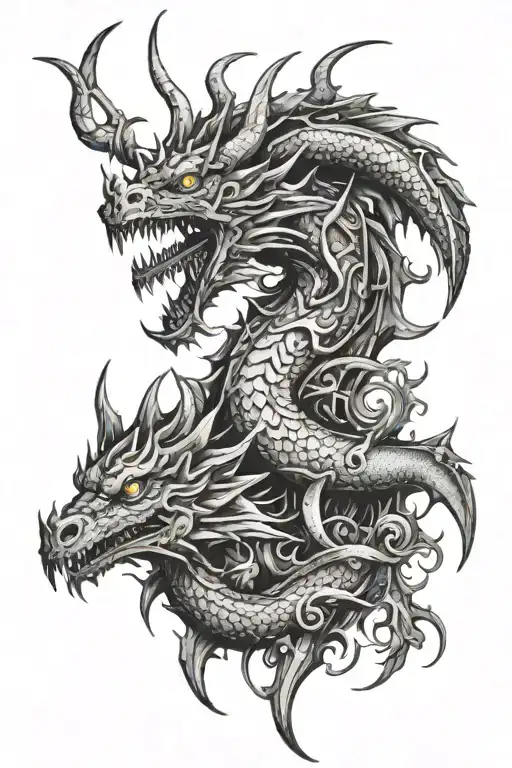 Abstract Marcus Aurelius Dragon slain tattoo design idea