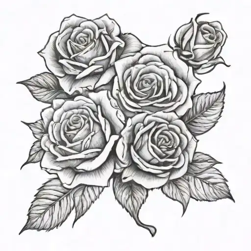 roses with the names Russell, Annie, todd, and Cecelia tattoo design idea