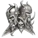 skulls and Viking warrior tattoo design idea