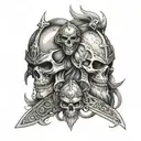 skulls and Viking warrior tattoo design idea
