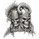 skulls and Viking warrior tattoo design idea