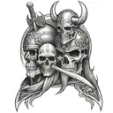 skulls and Viking warrior tattoo design idea