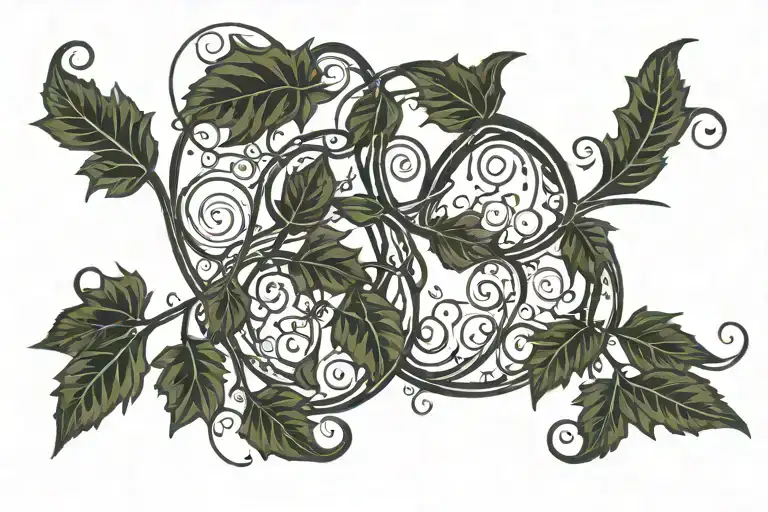 vines with hidden initials (A, A, M, A) tattoo design idea