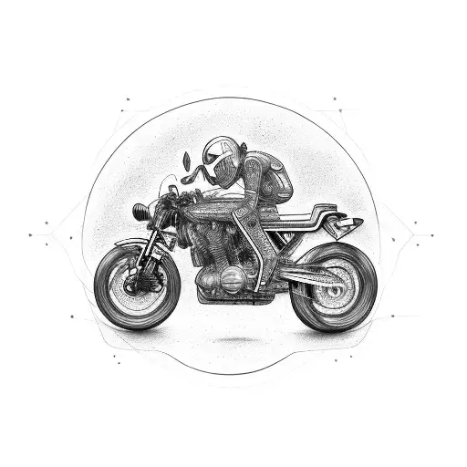 motorcycle with an construction engineer tattoo design idea