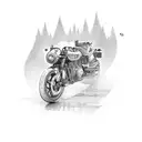 motorcycle with an construction engineer tattoo design idea