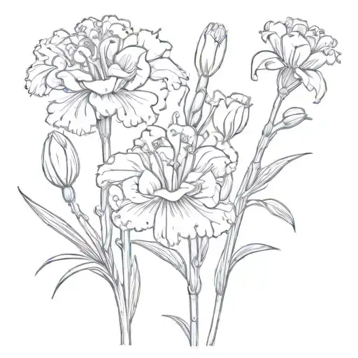 carnation and snowdrop flowers tattoo design idea