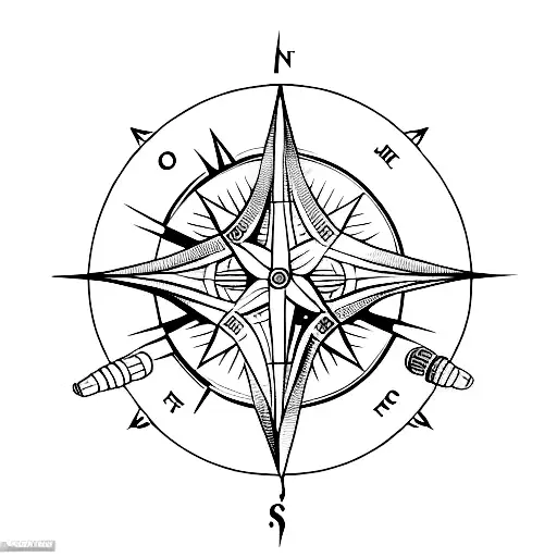 A minimalist tattoo of a compass with a tiny airplane flying over it, symbolizing the client's love for travel. tattoo design idea
