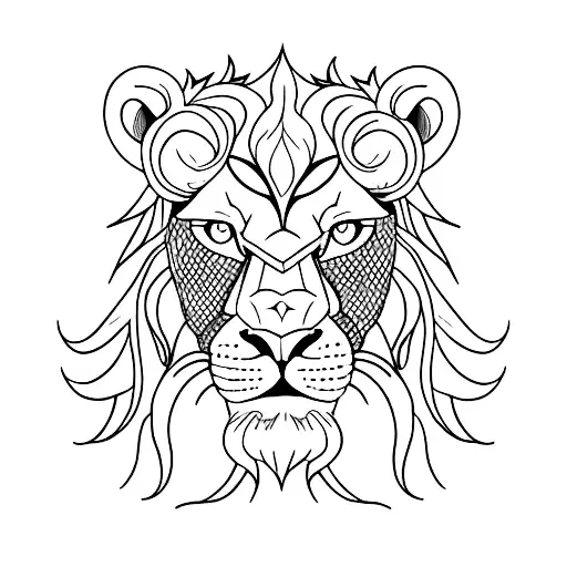 astro lion  tattoo design idea