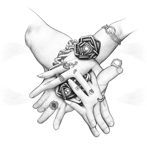 hand full of rings representing love, freedom, ambitions, family tattoo design idea