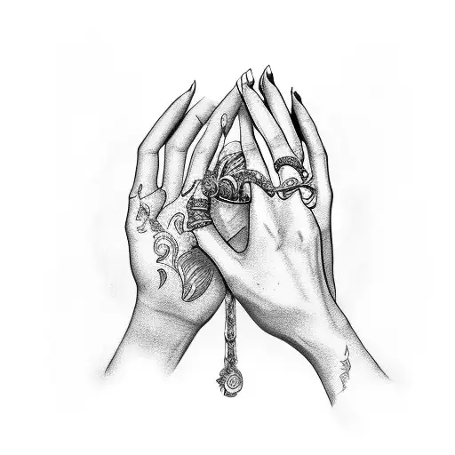 hand full of rings representing love, freedom, ambitions, family tattoo design idea