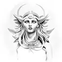 liberta roman godess expressing  freedom, travelling around the world, whith a reference to astro lion  ultra realistic  tattoo design idea