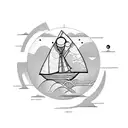 vietnamese  girl on a boat floating to the sun tattoo design idea