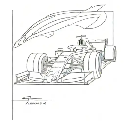 A side view minimalist formula 1 ferrari car with a nod to Charles Leclerc tattoo design idea