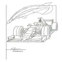 A side view minimalist formula 1 ferrari car with a nod to Charles Leclerc tattoo design idea