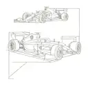 A side view minimalist formula 1 ferrari car with a nod to Charles Leclerc tattoo design idea