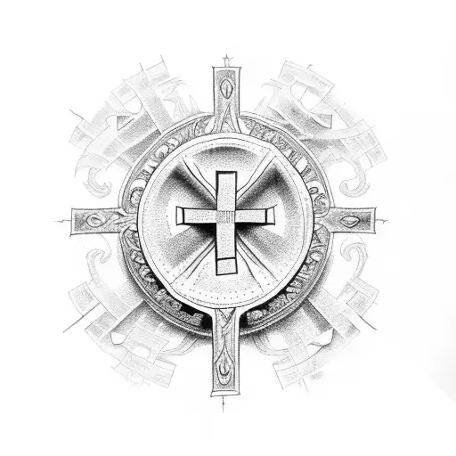   a cross with the words (Deus ubique est)  tattoo design idea