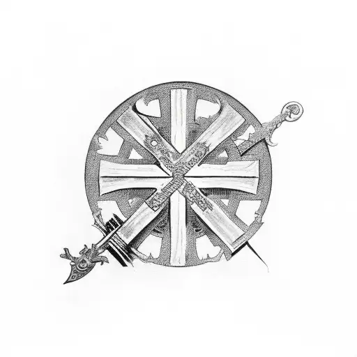   a cross with the words (Deus ubique est)  tattoo design idea