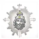 Jesus on a cross with the words (Deus ubique est)  tattoo design idea