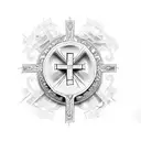   a cross with the words (Deus ubique est)  tattoo design idea
