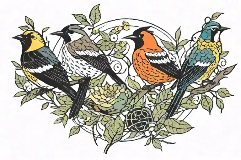 charley harper birds tattoo design idea