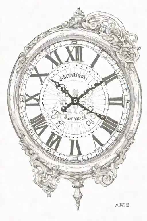 first name axel clock showing 1:13 p.m. and date July 14, 2022 tattoo design idea