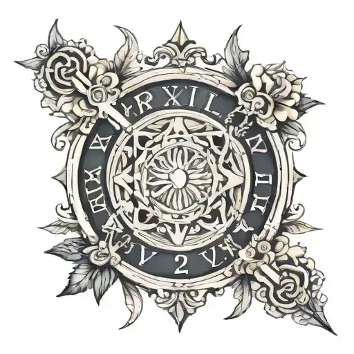 roman numerals of April 4th 2022 tattoo design idea