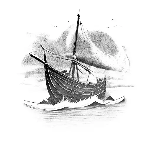 Norwegian Vikings boat tattoo design idea