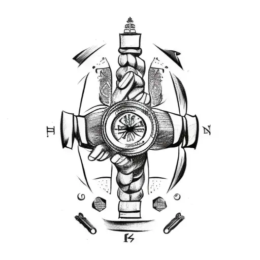 viking arm and hand tattoo with compass and runes tattoo design idea