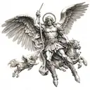 saint Michael and army of angels fighting demons tattoo design idea