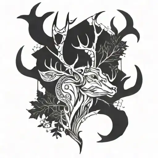 Incorporate antlers into a unique date design tattoo design idea