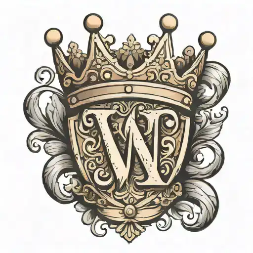 the letter w in crown shape no details tattoo design idea