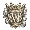 the letter w in crown shape no details tattoo design idea
