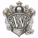 the letter w in crown shape no details tattoo design idea