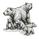 4 adult Bears 3 cub's together  tattoo design idea