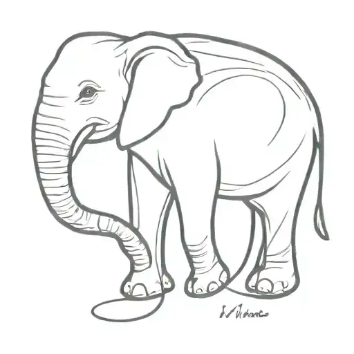 elephant with semi colon trunk tattoo design idea