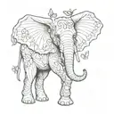 elephant with butterfly wings tattoo design idea