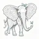 elephant with butterfly wings tattoo design idea