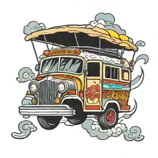 Philippine jeepney floating tattoo design idea