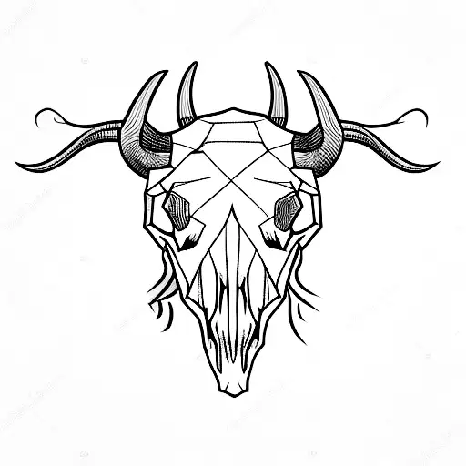 Bull Skull with scratch tattoo design idea