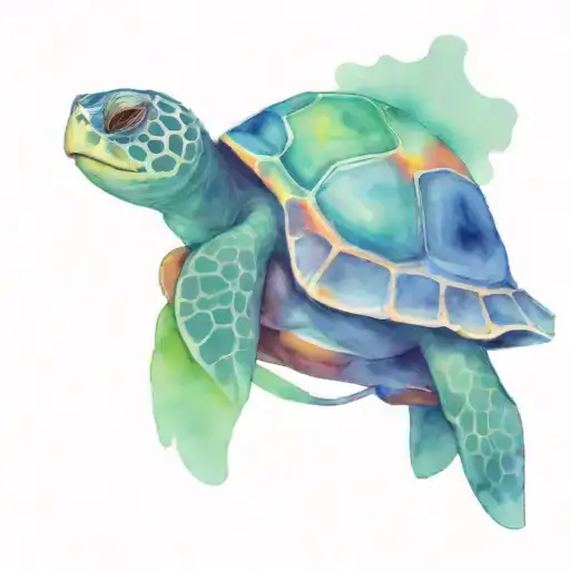 turtle on a bike, fishes, beer, archery, diving mask tattoo design idea