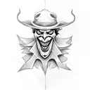 joker skull laughing with a hat tattoo design idea