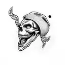 joker skull laughing with a hat tattoo design idea