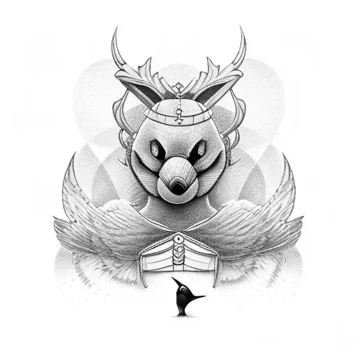 pingüino con alas tattoo design idea