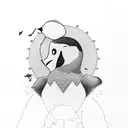 pingüino con alas tattoo design idea