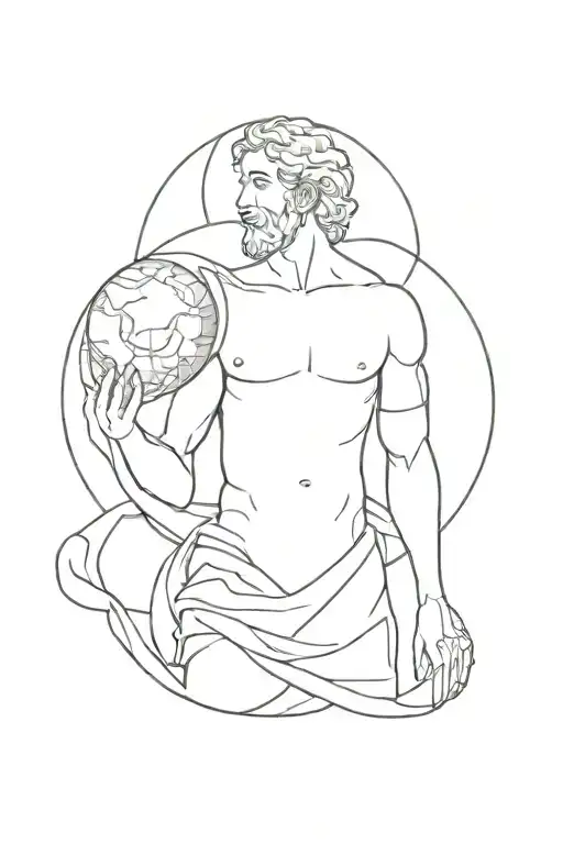 planets atlas greek god holding tattoo design idea