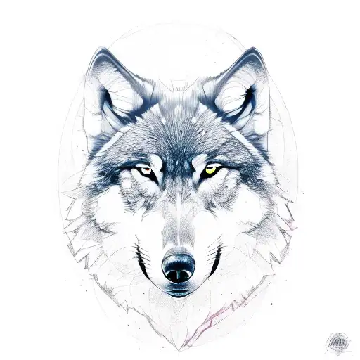 a rosé at the right and a wolf half face next to it tattoo design idea